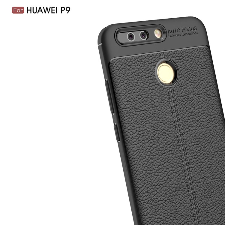Litchi Grain Soft TPU Back Cover for Huawei P9 - Black-3
