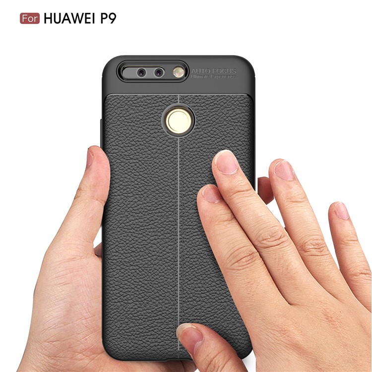 Litchi Grain Soft Tpu Back Cover Para Huawei P9 - Negro-7