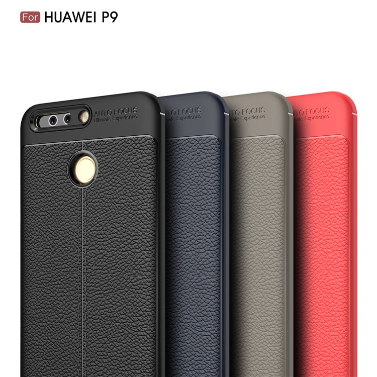 Litchi Grain Soft TPU Back Shell for Huawei P9 - Red-3