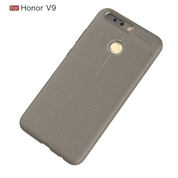 Litchi Skin PU Leather Skin TPU Cell Phone Case for Huawei Honor 8 Pro/Honor V9 - Grey-2