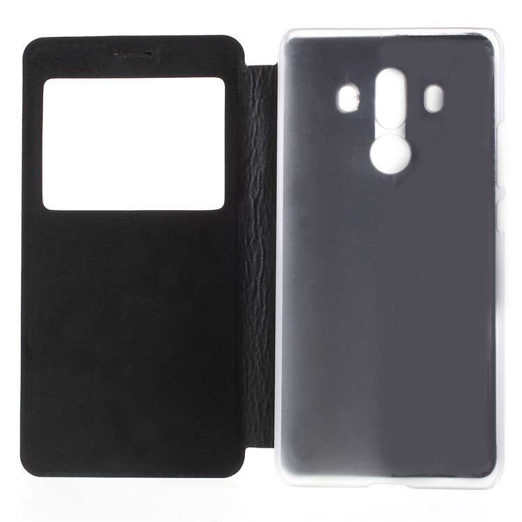 View Window Leather Phone Case with Stand for Huawei Mate 10 Pro - Black-6