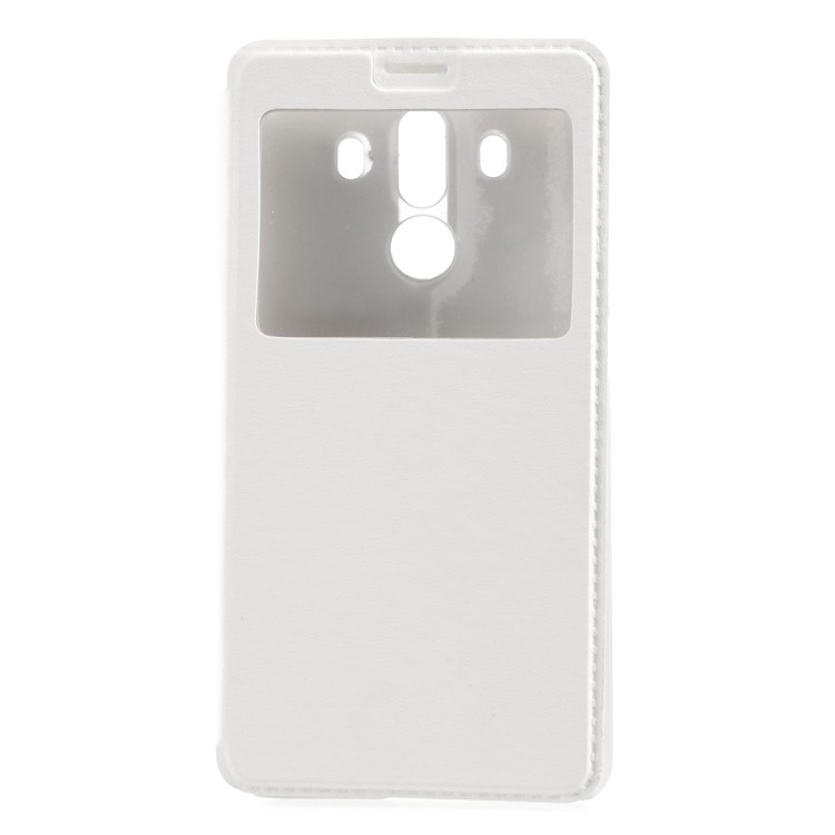View Window Leather Phone Cover with Stand for Huawei Mate 10 Pro - White-1
