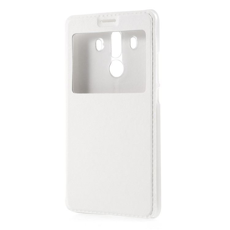 View Window Leather Phone Cover with Stand for Huawei Mate 10 Pro - White-3