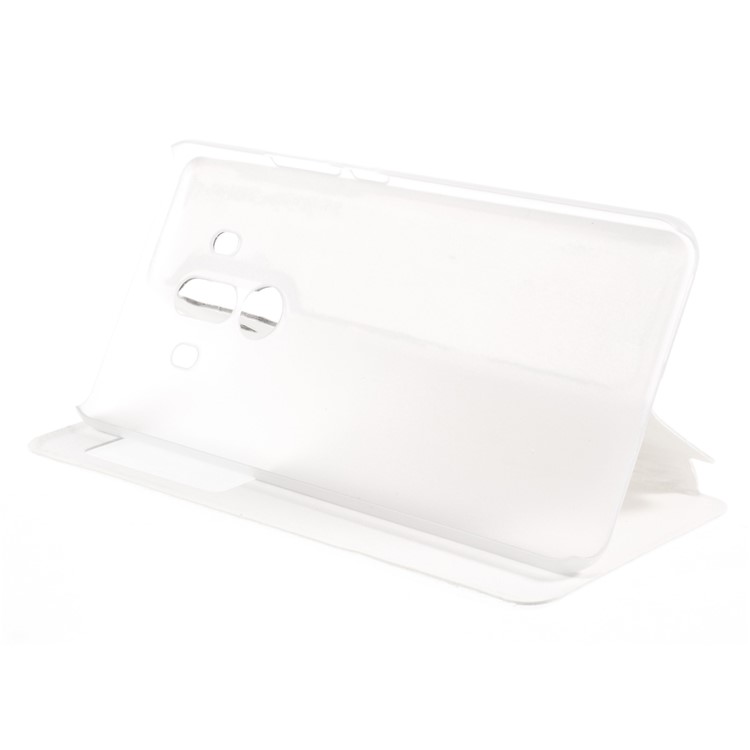 View Window Leather Phone Cover with Stand for Huawei Mate 10 Pro - White-4