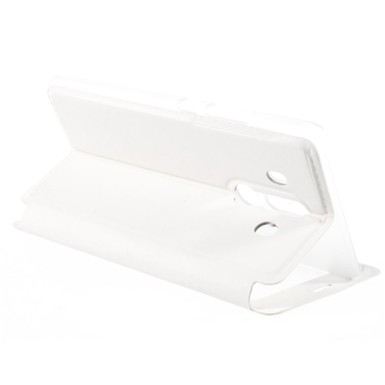 View Window Leather Phone Cover with Stand for Huawei Mate 10 Pro - White-5