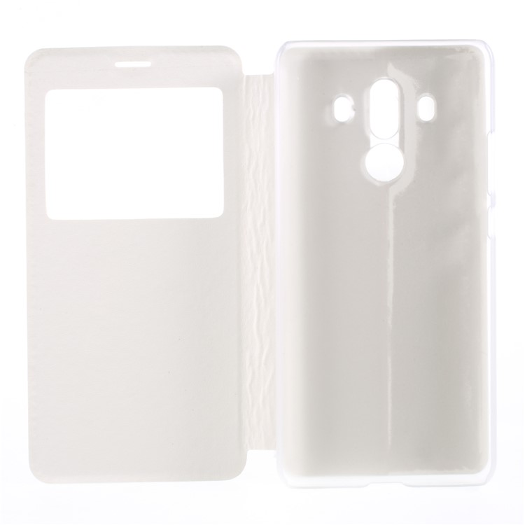 View Window Leather Phone Cover with Stand for Huawei Mate 10 Pro - White-6