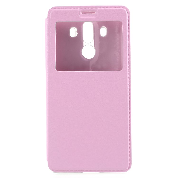View Window Stand Leather Mobile Phone Case for Huawei Mate 10 Pro - Pink-1