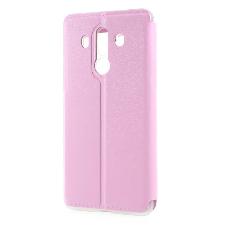 View Window Stand Leather Mobile Phone Case for Huawei Mate 10 Pro - Pink-2