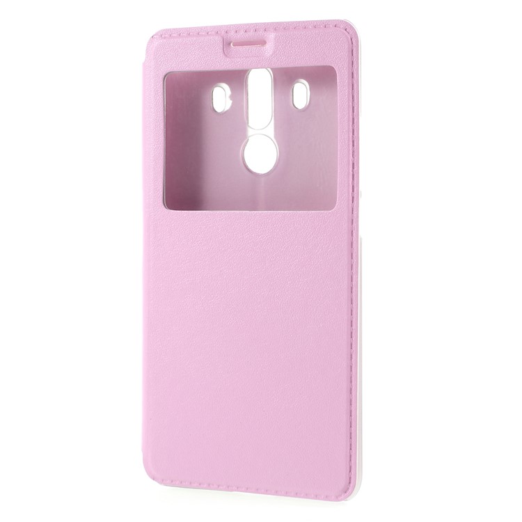View Window Stand Leather Mobile Phone Case for Huawei Mate 10 Pro - Pink-3