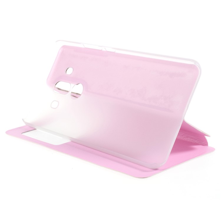 View Window Stand Leather Mobile Phone Case for Huawei Mate 10 Pro - Pink-4