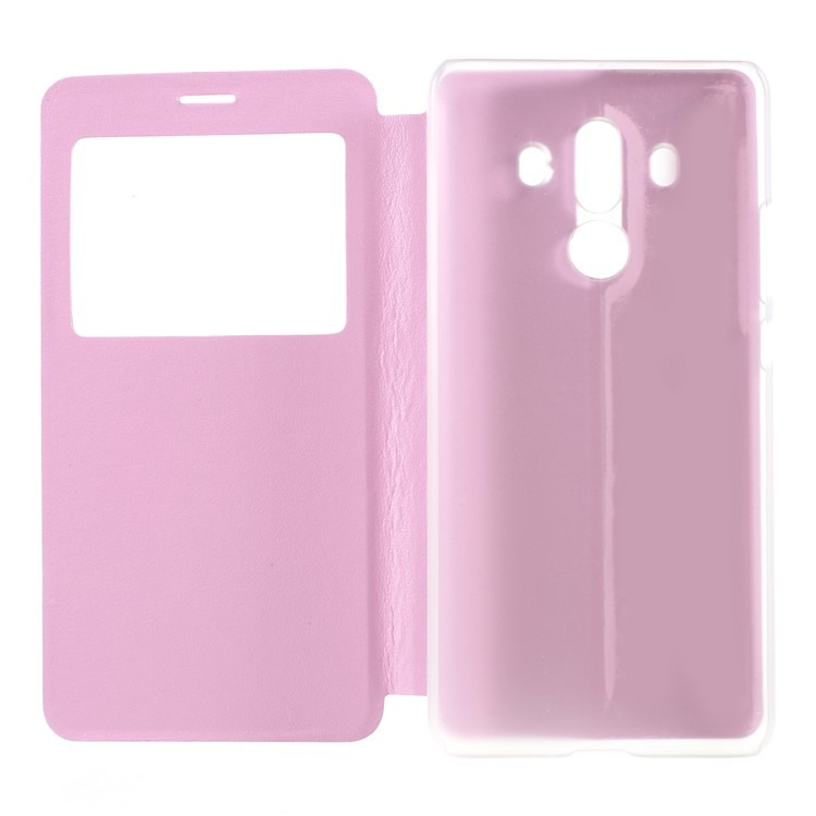 View Window Stand Leather Mobile Phone Case for Huawei Mate 10 Pro - Pink-6