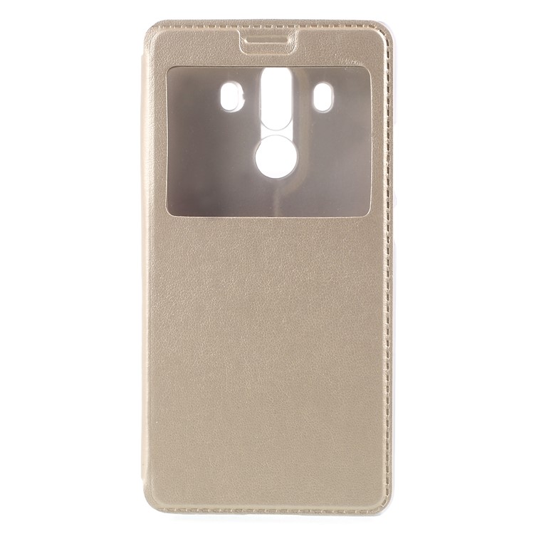 View Window PU Leather Mobile Cover with Stand for Huawei Mate 10 Pro - Gold-1