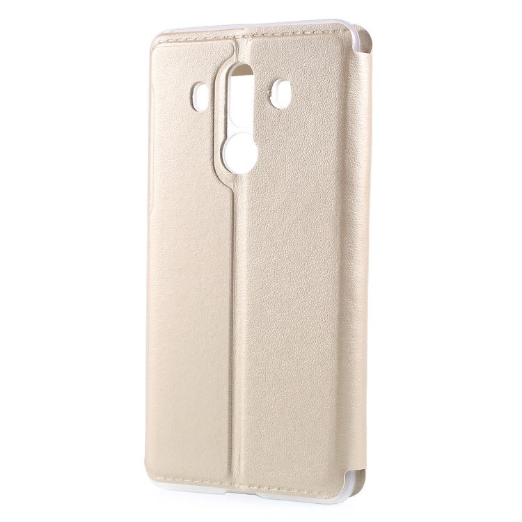 View Window PU Leather Mobile Cover with Stand for Huawei Mate 10 Pro - Gold-2