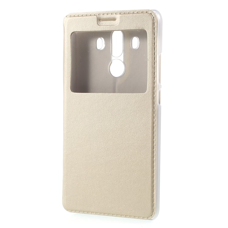 View Window PU Leather Mobile Cover with Stand for Huawei Mate 10 Pro - Gold-3
