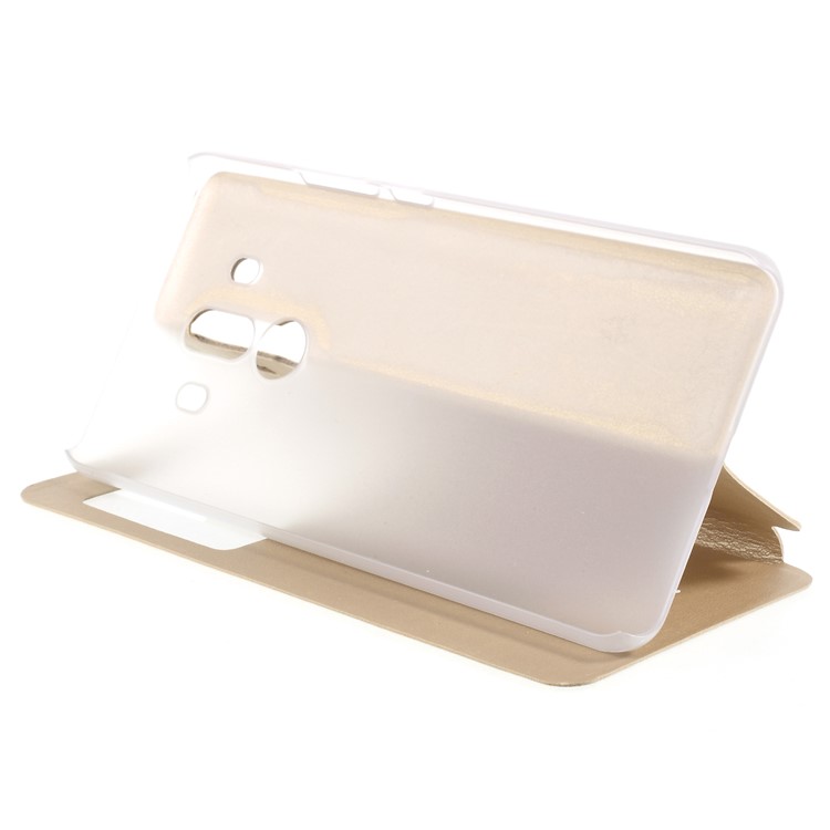 View Window PU Leather Mobile Cover with Stand for Huawei Mate 10 Pro - Gold-4