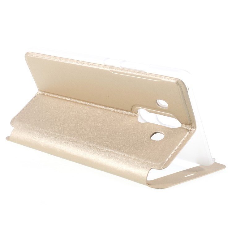 View Window PU Leather Mobile Cover with Stand for Huawei Mate 10 Pro - Gold-5
