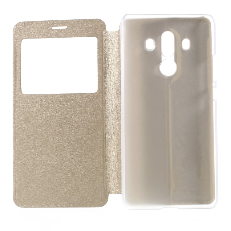 View Window PU Leather Mobile Cover with Stand for Huawei Mate 10 Pro - Gold-6