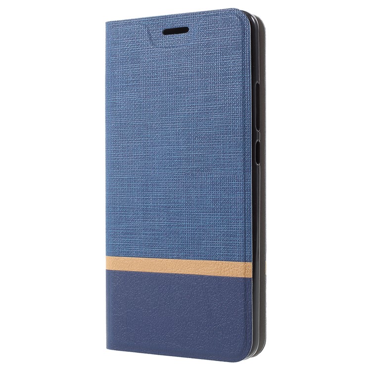 Cross Pattern Two-color Leather Protection Stand Cover for Huawei Mate 10 Pro - Blue-2