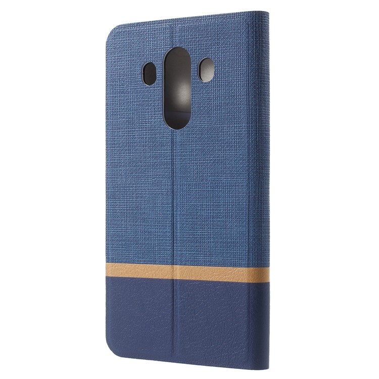 Cross Pattern Two-color Leather Protection Stand Cover for Huawei Mate 10 Pro - Blue-3
