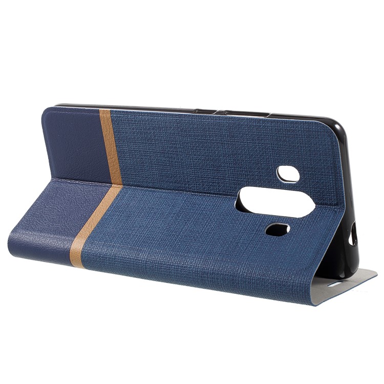 Cross Pattern Two-color Leather Protection Stand Cover for Huawei Mate 10 Pro - Blue-4