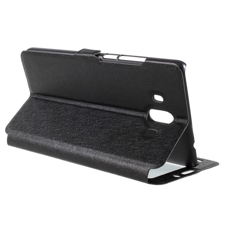 Dual View Window Silk Texture Leather Stand Case for Huawei Mate 10 - Black-5