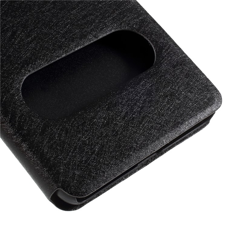 Dual View Window Silk Texture Leather Stand Case for Huawei Mate 10 - Black-7