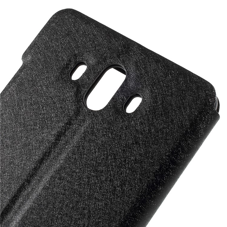 Dual View Window Silk Texture Leather Stand Case for Huawei Mate 10 - Black-8