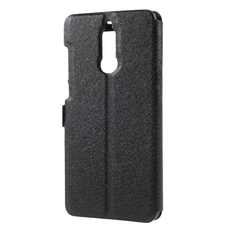 Silk Texture Dual Window Leather Case for Huawei Mate 10 Lite / nova 2i / Maimang 6 - Black-2