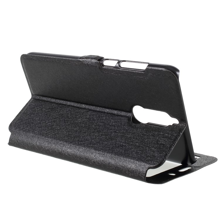 Silk Texture Dual Window Leather Case for Huawei Mate 10 Lite / nova 2i / Maimang 6 - Black-5