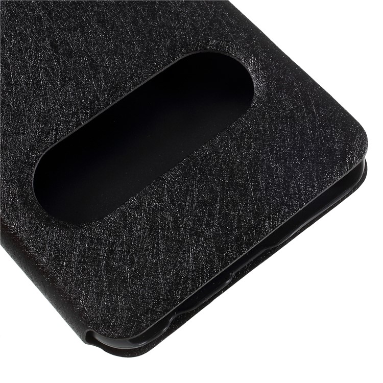 Silk Texture Dual Window Leather Case for Huawei Mate 10 Lite / nova 2i / Maimang 6 - Black-7