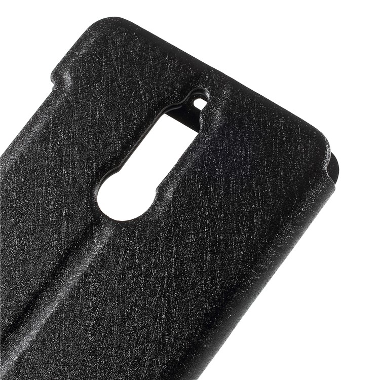 Silk Texture Dual Window Leather Case for Huawei Mate 10 Lite / nova 2i / Maimang 6 - Black-8