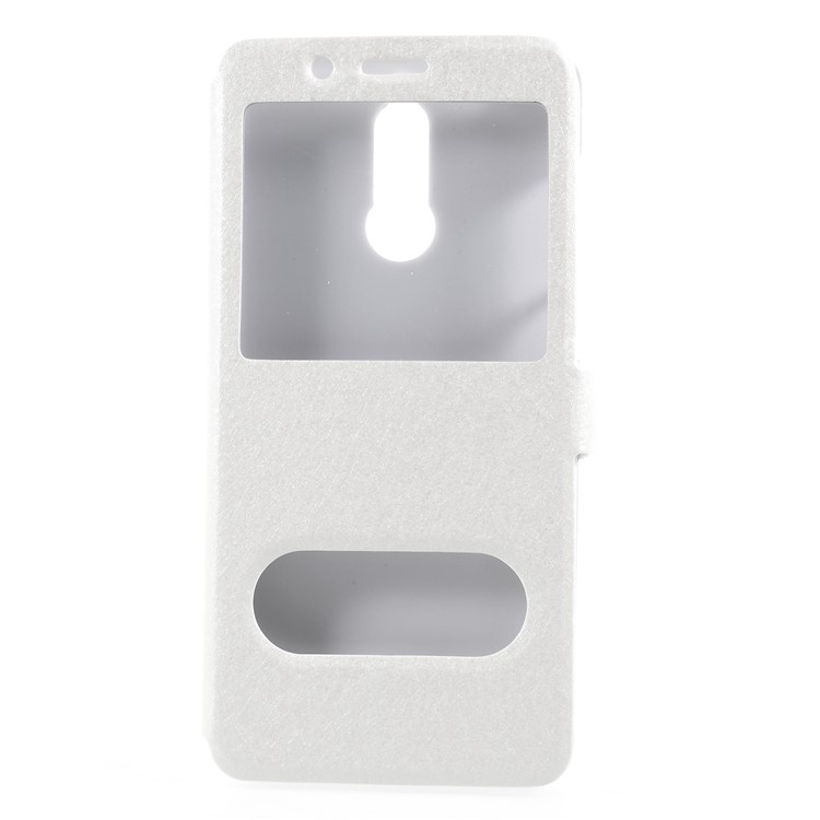 For Huawei Mate 10 Lite / nova 2i / Maimang 6 Silk Texture Dual Window Flip Leather Cover - White-1