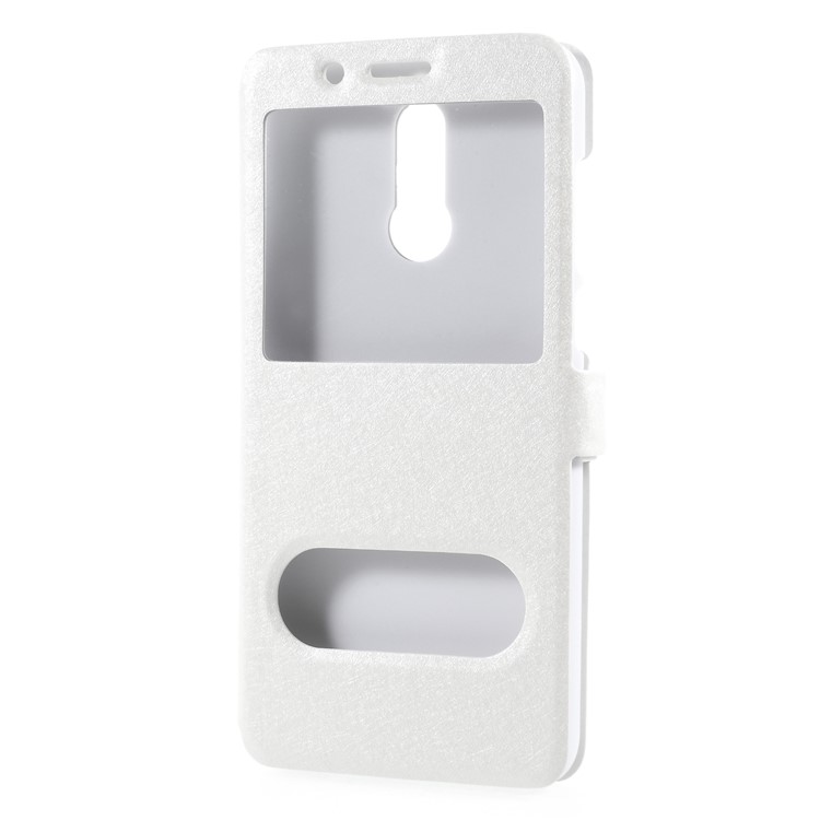 For Huawei Mate 10 Lite / nova 2i / Maimang 6 Silk Texture Dual Window Flip Leather Cover - White-3