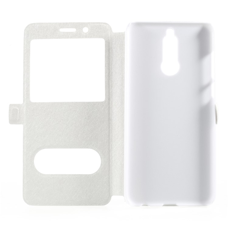 For Huawei Mate 10 Lite / nova 2i / Maimang 6 Silk Texture Dual Window Flip Leather Cover - White-6