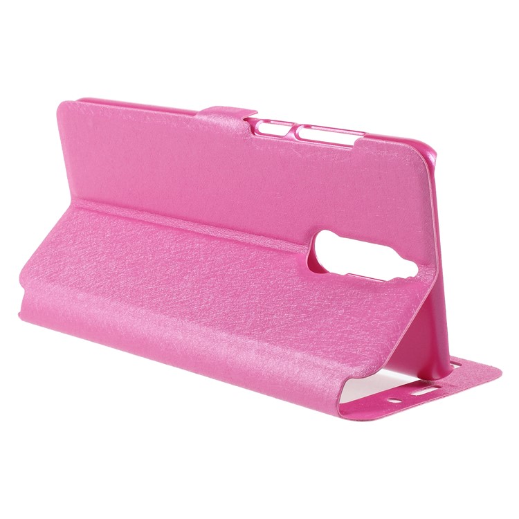 For Huawei Mate 10 Lite / nova 2i / Maimang 6 Silk Texture Dual Window Leather Flip Casing - Rose-5