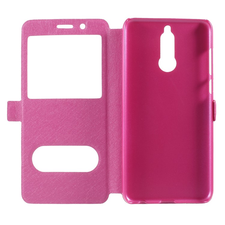 For Huawei Mate 10 Lite / nova 2i / Maimang 6 Silk Texture Dual Window Leather Flip Casing - Rose-6