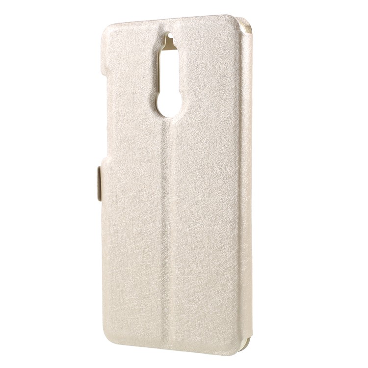 For Huawei Mate 10 Lite / nova 2i / Maimang 6 Silk Texture Dual Window Leather Folio Cover Case - Gold-2