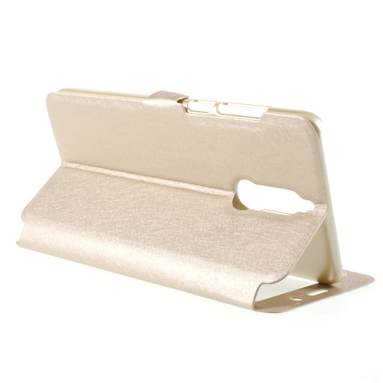 For Huawei Mate 10 Lite / nova 2i / Maimang 6 Silk Texture Dual Window Leather Folio Cover Case - Gold-5