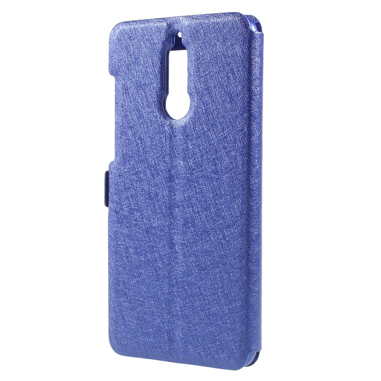 Dual Window Silk Texture Leather Flip Case for Huawei Mate 10 Lite / nova 2i / Maimang 6 - Blue-2