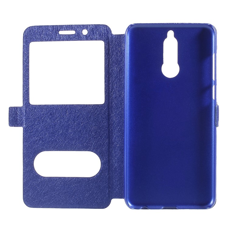 Dual Window Silk Texture Leather Flip Case for Huawei Mate 10 Lite / nova 2i / Maimang 6 - Blue-6
