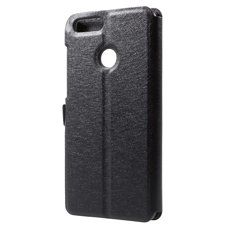 Silk Texture Dual Window Leather Mobile Cover for Huawei Honor 7X - Black-3