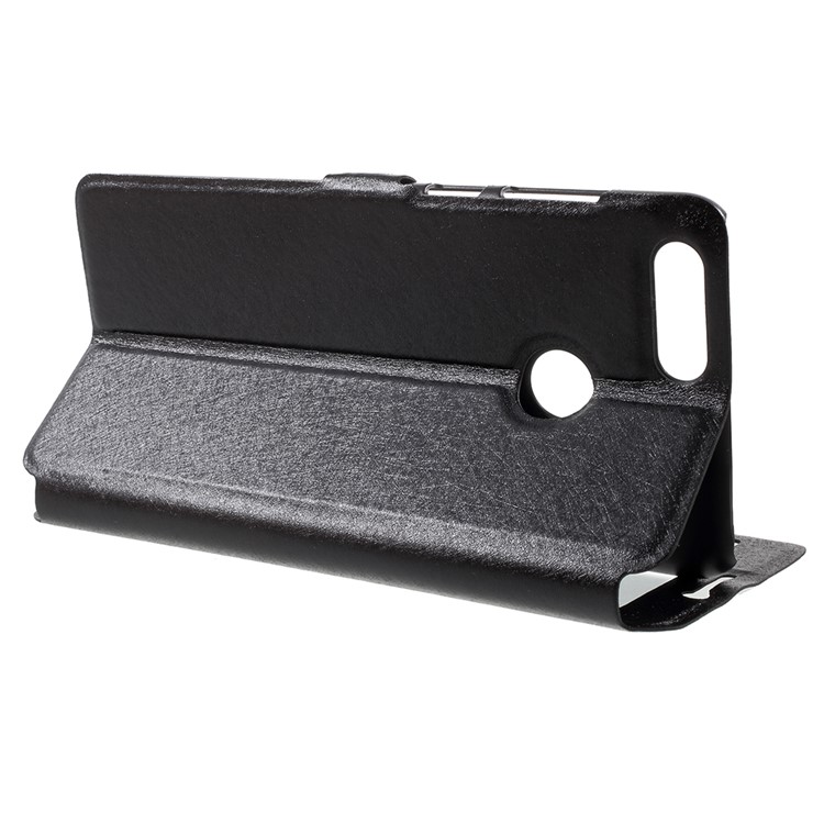 Silk Texture Dual Window Leather Mobile Cover for Huawei Honor 7X - Black-4