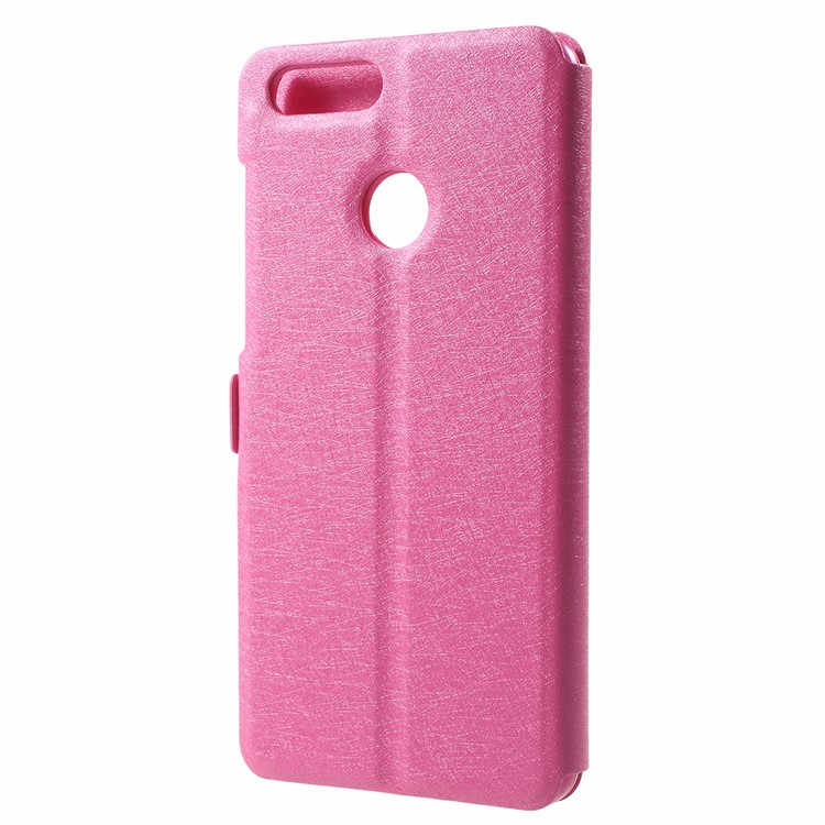 Silk Texture Dual Window Leather Mobile Phone Shell for Huawei Honor 7X - Rose-3