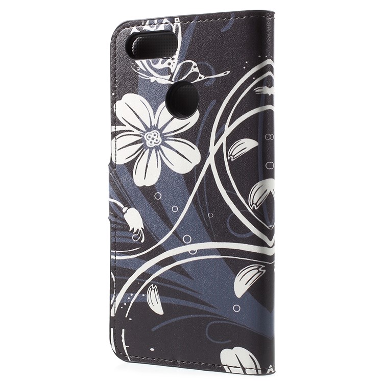 Water Transfer Printing Stand Wallet Magnetic Leather Case for Huawei Honor 7X - Pretty Flowers-3