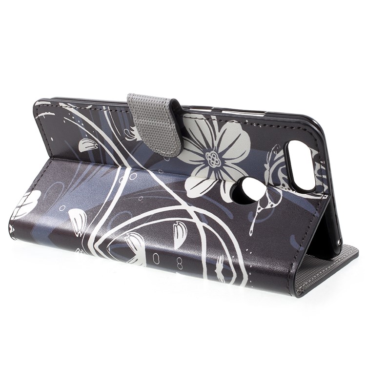 Water Transfer Printing Stand Wallet Magnetic Leather Case for Huawei Honor 7X - Pretty Flowers-4