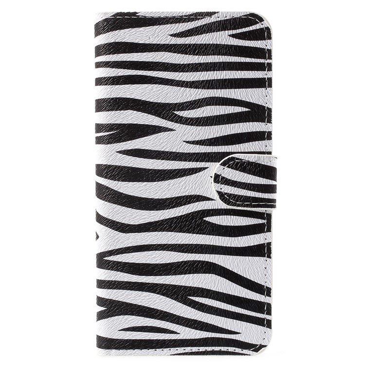 Water Transfer Printing Stand Wallet Leather Cover for Huawei Honor 7X - Zebra Stripes-1