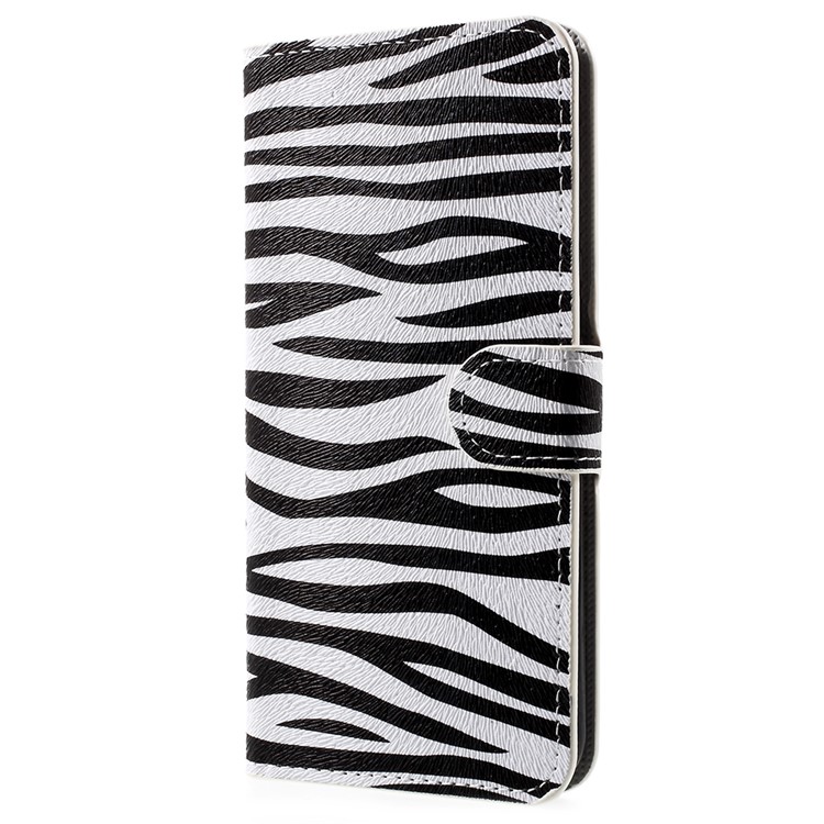 Water Transfer Printing Stand Wallet Leather Cover for Huawei Honor 7X - Zebra Stripes-2