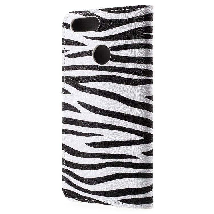 Water Transfer Printing Stand Wallet Leather Cover for Huawei Honor 7X - Zebra Stripes-3