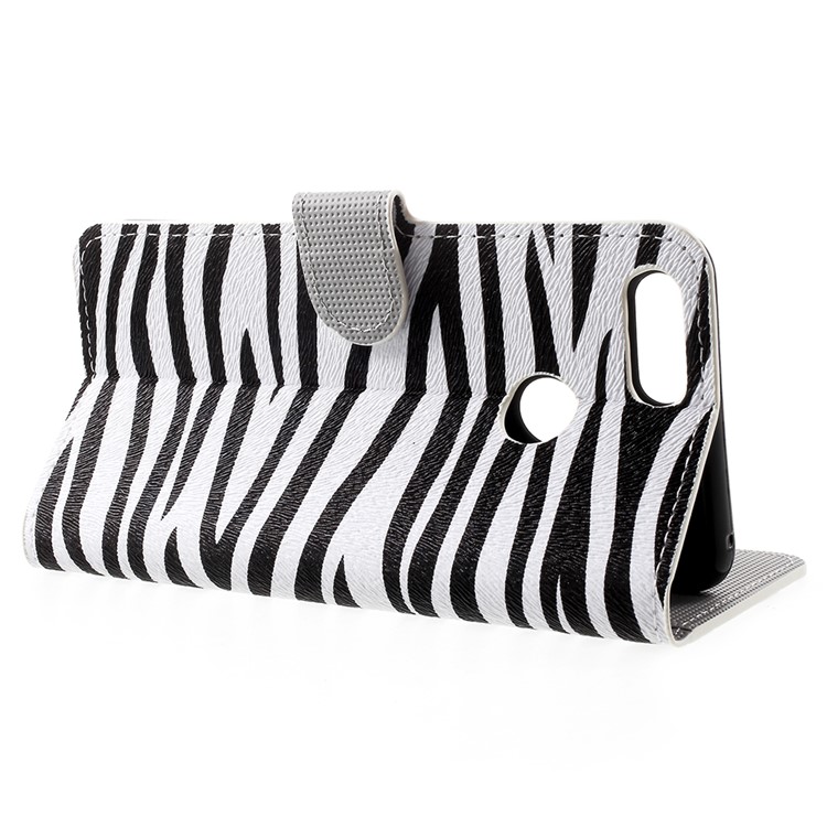 Water Transfer Printing Stand Wallet Leather Cover for Huawei Honor 7X - Zebra Stripes-4