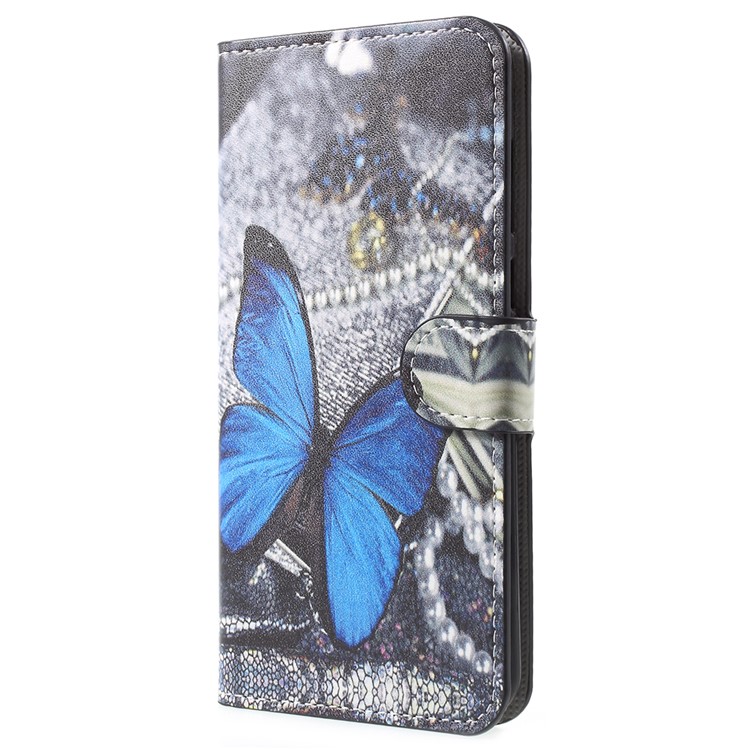 Water Transfer Printing PU Leather Stand Wallet Phone Shell for Huawei Honor 7X - Blue Butterfly-2